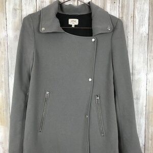WILFRED Mayet Gray Zipper Snap Long Sleeve Long Jacket S